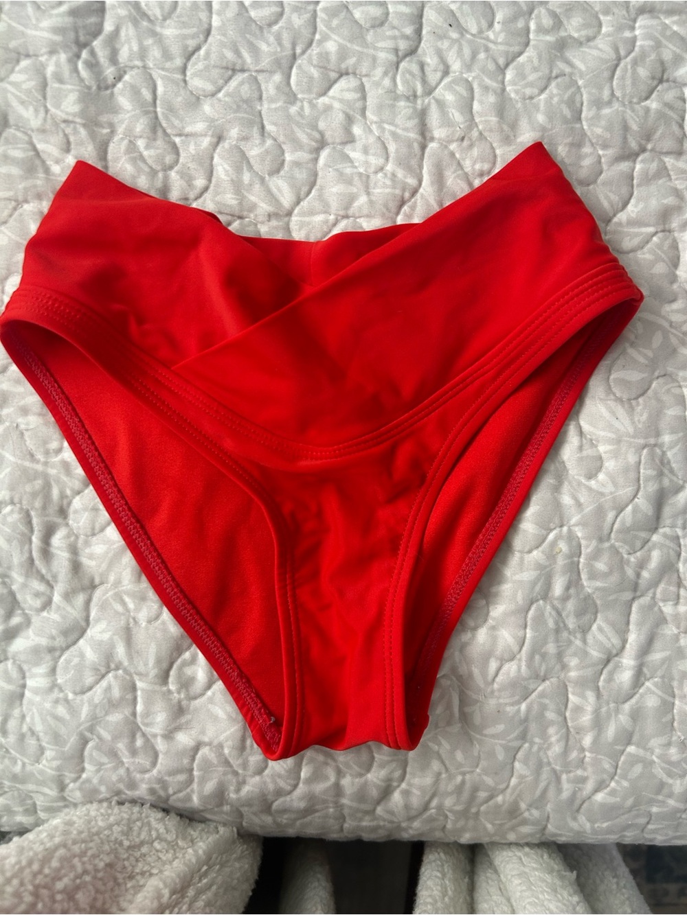 Bright Red crossover Bikini Bottoms